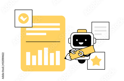 生成AIのベクターイラスト グラフ 文章 分析 資料 シンプル