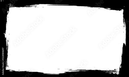 black ink brush painting blank space frame border picture artistic