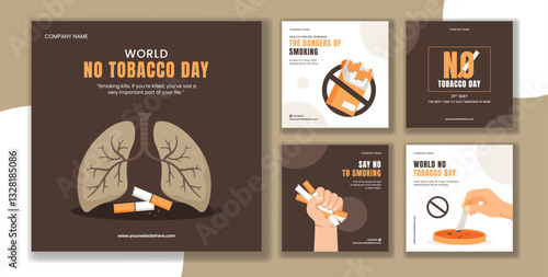 World No Tobacco Day Creative Social Media Post in Hand-Drawn Cartoon Style