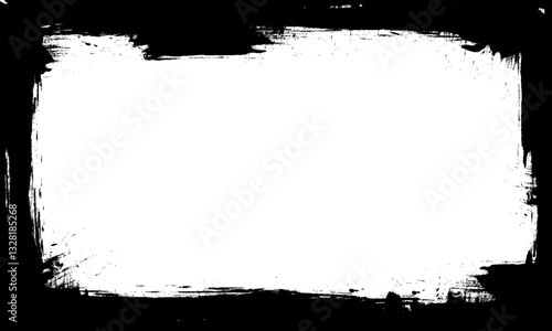 black ink brush painting blank frame border picture artistic grunge graphic