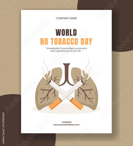 World No Tobacco Day Vertical Poster Graphic in Flat Cartoon Style