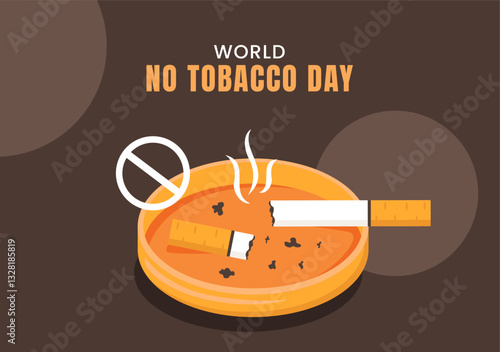 World No Tobacco Day Social Media Background Visual with Flat Cartoon Template