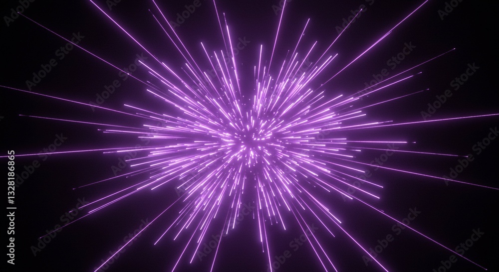 Fototapeta premium Abstract Purple Light Rays Burst Glowing Neon Lines Starburst Effect Background