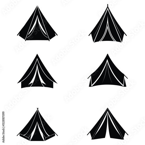 set of camping tents vector illustration