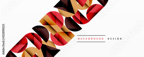 Abstract geometric pattern with intersecting circles and triangles in gradients. The high-contrast composition creates depth and a dynamic, modern aesthetic