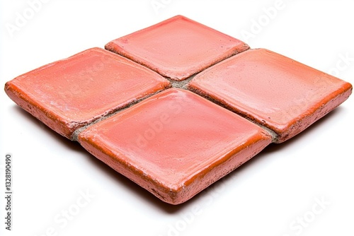 Rustic Reddish Brown Terracotta Tiles in Diamond Pattern photo