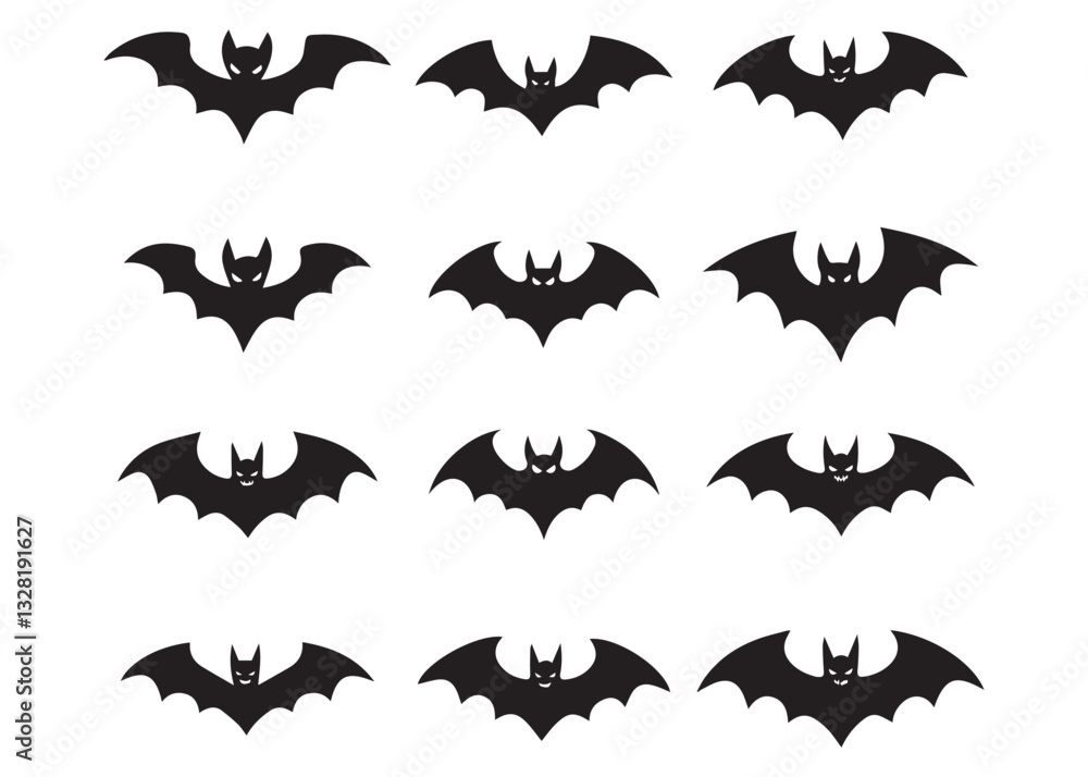 Naklejka premium set of halloween bats vector on white background