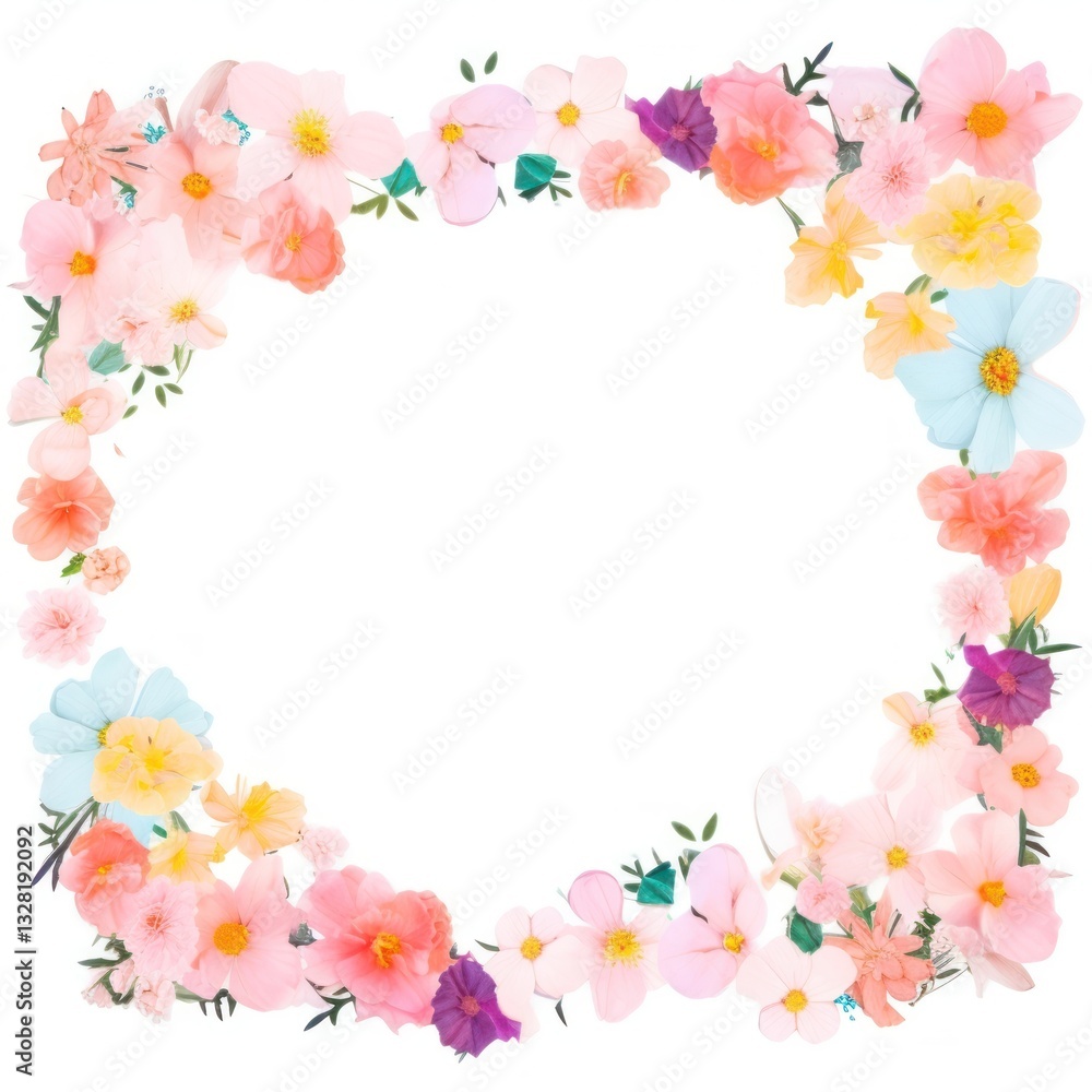 Flowers frame illustration colorful petals. Flowers frame illustration colorful petals.