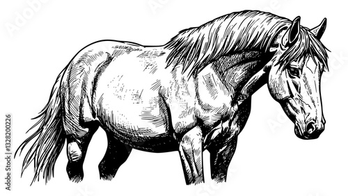 mustang horse black and white vector design
