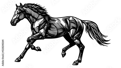 mustang horse black and white vector design