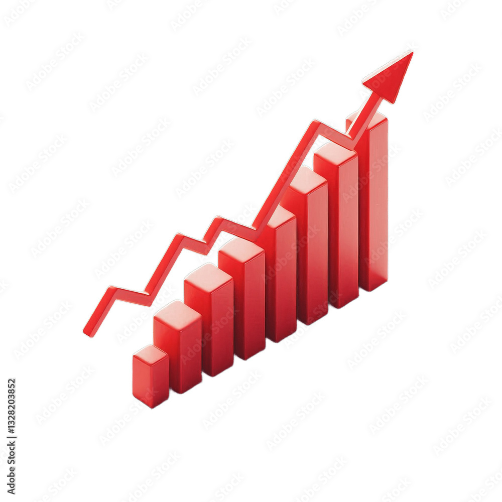 Red arrow pointing up on a transparent background representing growth and success, png Red arrow pointing up on a transparent background representing growth and success, png