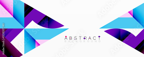 Abstract geometric artwork with interwoven angular and curved shapes, dynamic composition with smooth gradients and bold contrasts
