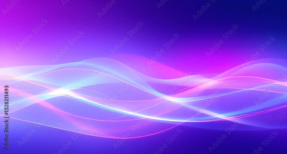 Naklejka premium Futuristic Abstract Tech Waves in Neon Blue and Pink Modern Gradient Dynamic Light Trails Background