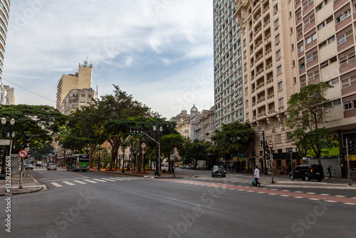 SÃO PAULO, SP, BRAZIL - JULY 27, 2024: Júlio Mesquita Square seen from the intersection of São João Avenue and Aurora Street.