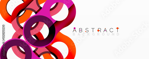 Abstract geometric pattern with interlocking circular and tubular shapes featuring smooth gradients, sharp contrasts, and dynamic layering