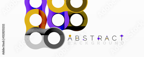 Abstract circle element composition with overlapping circular and tubular shapes featuring smooth gradients, transparency effects, and dynamic layering