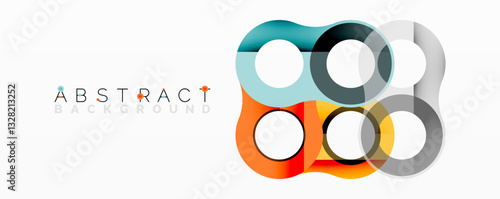 Abstract geometric pattern with interlocking circular and tubular shapes featuring smooth gradients, sharp contrasts, and dynamic layering
