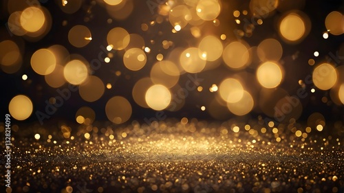 Golden Bokeh Light Particles Background