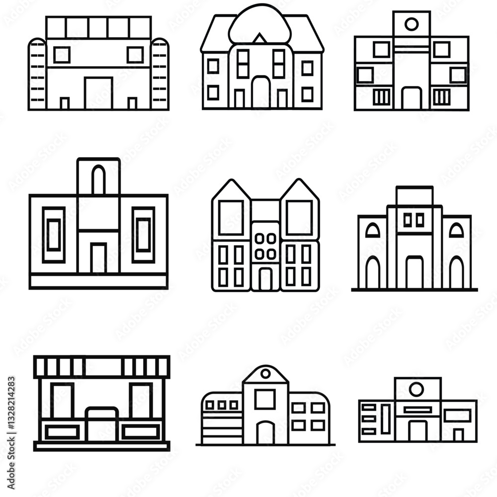 Fototapeta premium Set of vector house icons for architecture and urban design