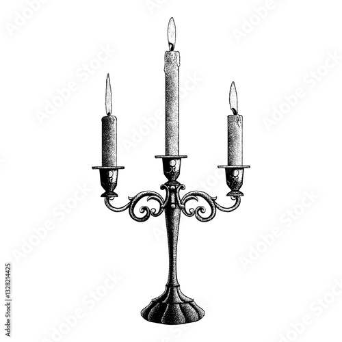 candles with holder hand drawing vector isolated on background.