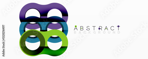 Abstract geometric pattern with interlocking circular and tubular shapes featuring smooth gradients, sharp contrasts, and dynamic layering