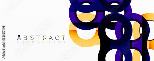Abstract geometric pattern with interlocking circular and tubular shapes featuring smooth gradients, sharp contrasts, and dynamic layering