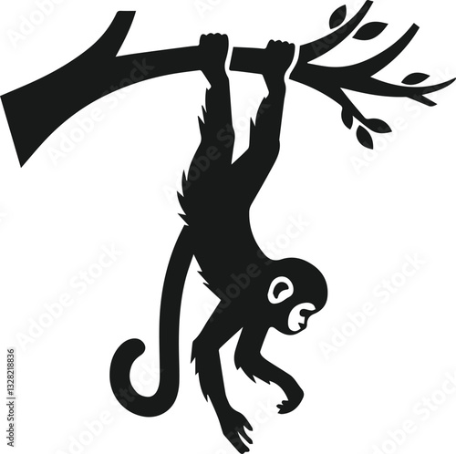 monkey hanging upside down animal silhouette