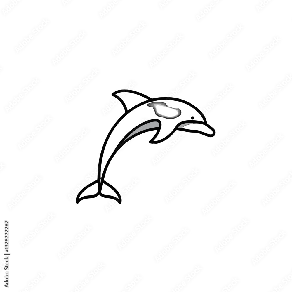 Fototapeta premium Jumping Dolphin Sketch