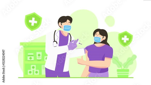 Doctor and Patient Vaccine Illustration 