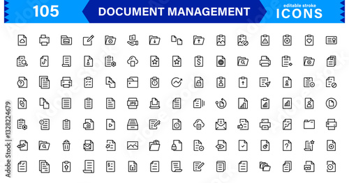 Document and File Management Icon Set. High-Quality Icons for Organizing, Sorting, Storing, and Managing Documents and Files