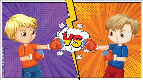 Cartoon Boxing Match Showdown