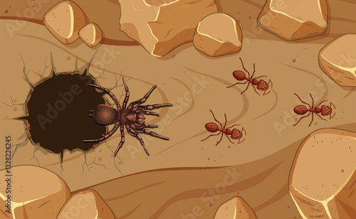 Desert Ants and Spider Encounter