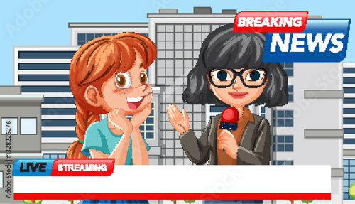 Animated News Broadcast Scene