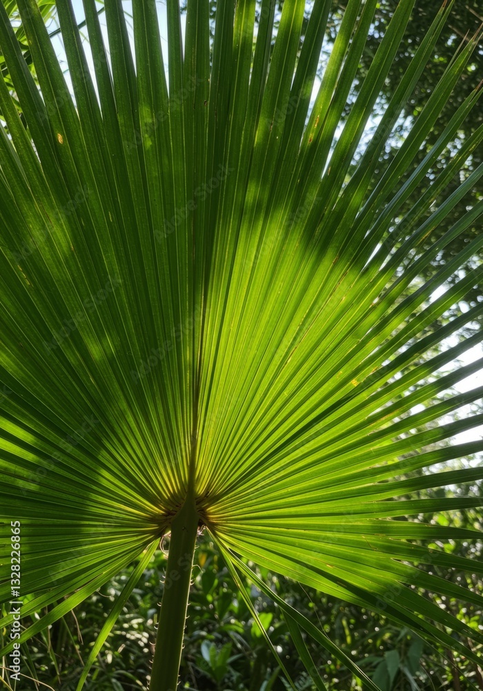 Fototapeta premium Sunlit Palm Leaf Fan
