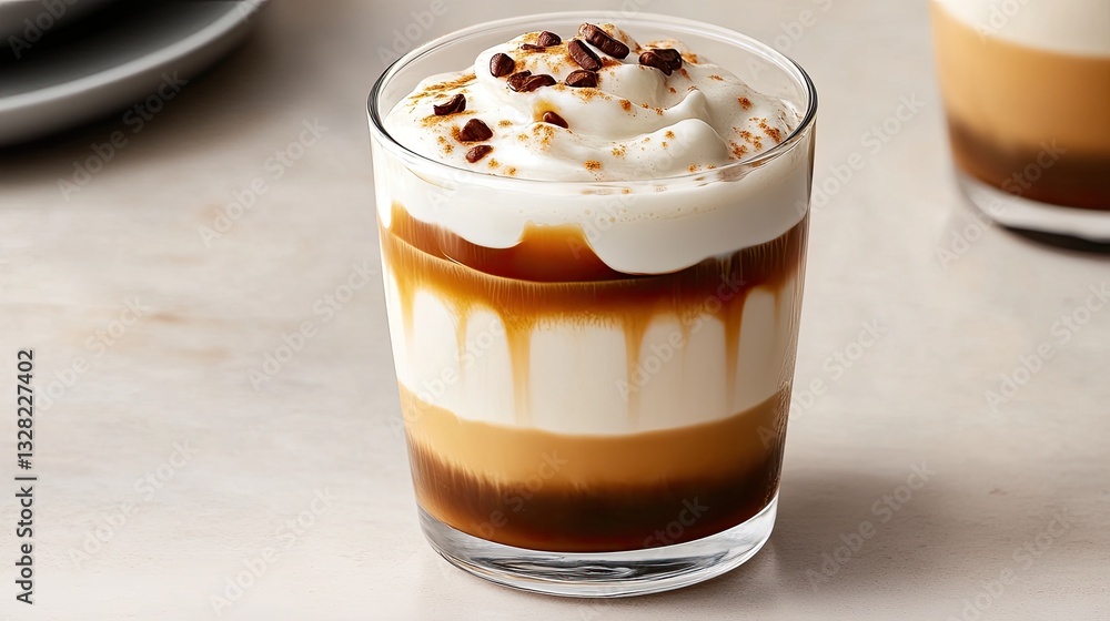 Creamy Layered Coffee Dessert with Whipped Topping and Nuts Creamy Layered Coffee Dessert with Whipped Topping and Nuts