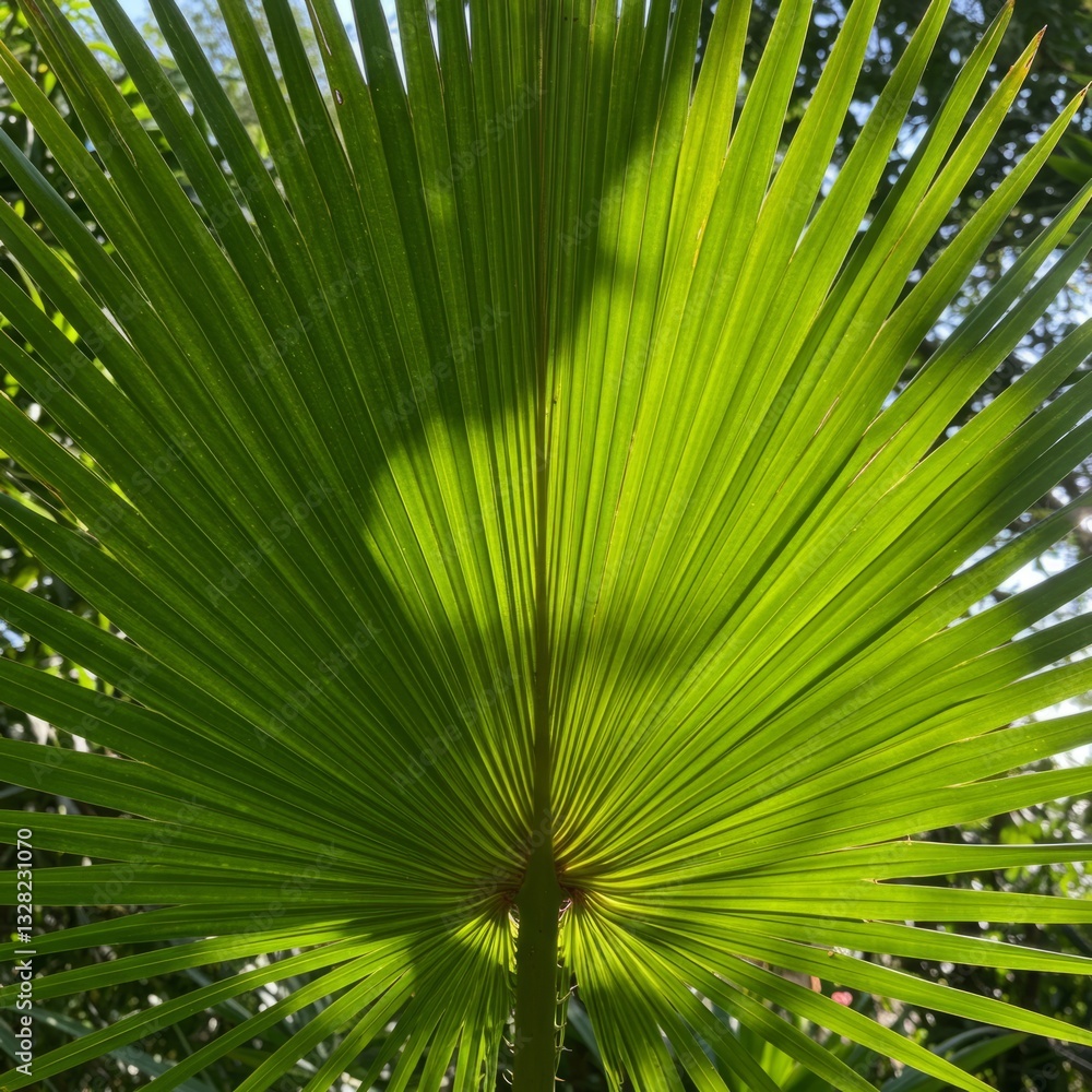 Fototapeta premium Sunlit Palm Leaf Fan