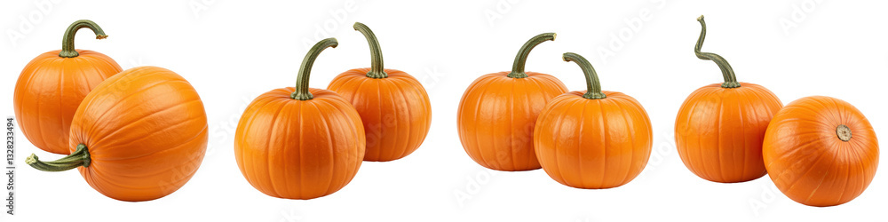 Obraz premium Two Small Orange Pumpkins, Cut Out Set