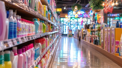 Wallpaper Mural Colorful Cleaning Products on Supermarket Aisle with Bright Lighting Torontodigital.ca