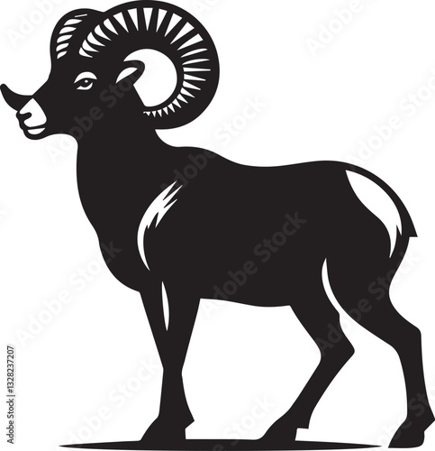 vector illustration of a goat, goat logo design, goat vector icon, goat silhouette vector, goat silhouette vector black and white full body eps file photo