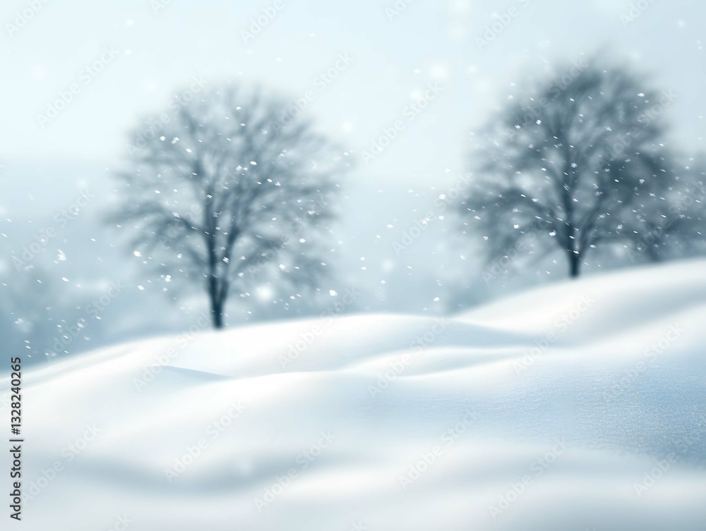 Obraz premium Snowy Mountain Landscape, Winter Tree Scenery, Watercolor Winter Tree Background, Generative AI