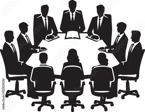 business people meeting illustration, business people meeting logo design, people vector icon, rhino silhouette vector, business people meeting silhouette vector black and white