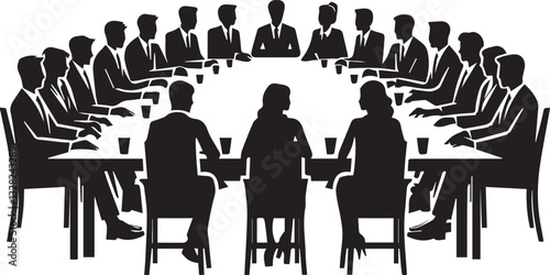 business people meeting illustration, business people meeting logo design, people vector icon, rhino silhouette vector, business people meeting silhouette vector black and white