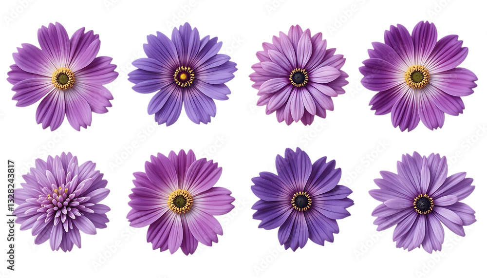 Naklejka premium set of Purple Flowers in Late Spring or Early Summer isolated on png