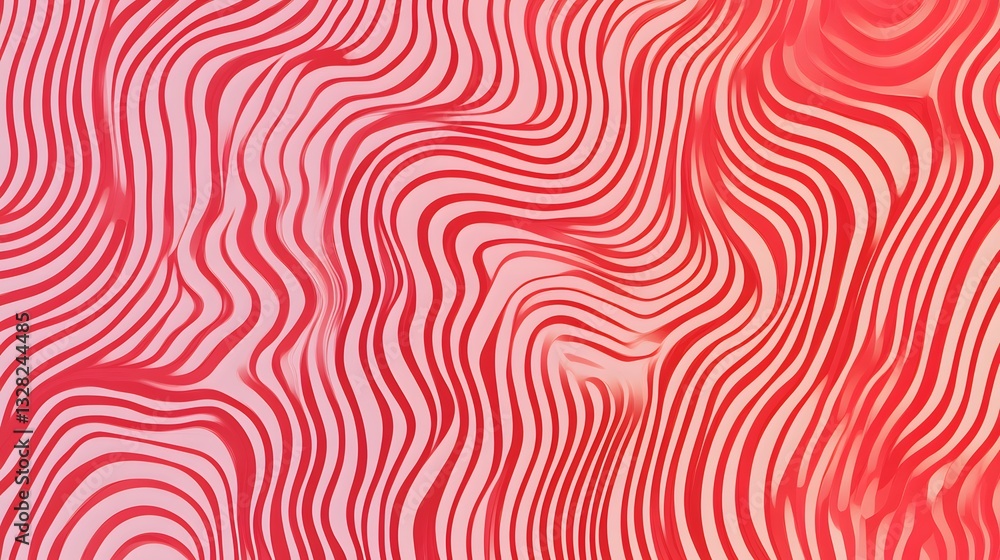 Abstract wavy red stripes on a soft gradient pink background Abstract wavy red stripes on a soft gradient pink background