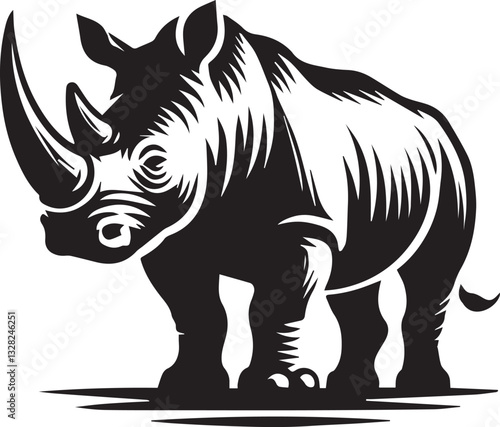 rhino vector illustration, rhino logo design, rhino vector icon, rhino silhouette vector, rhino silhouette vector black and white