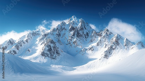 Wallpaper Mural Majestic snow-capped mountain peak under a vibrant blue sky. Torontodigital.ca