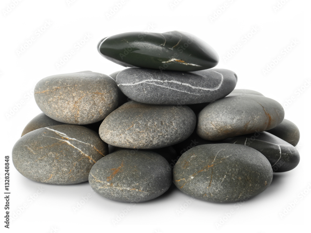 stack of black stones on white background stack of black stones on white background