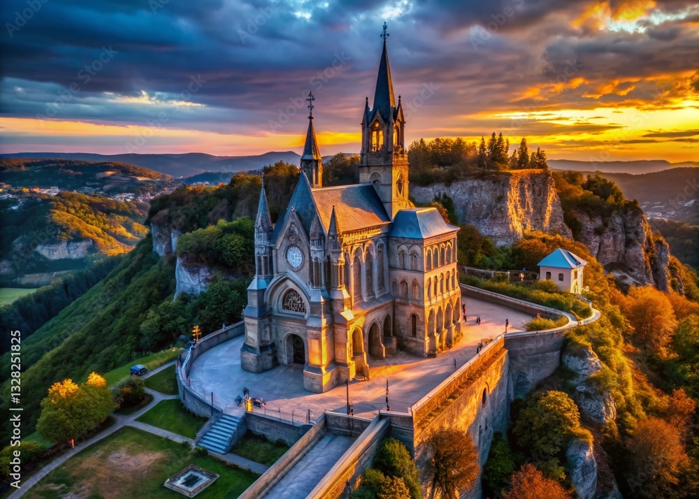 Obraz premium Panoramic View of Baroque Chapel Notre Dame de la Gorge, Stunning Architectural Detail