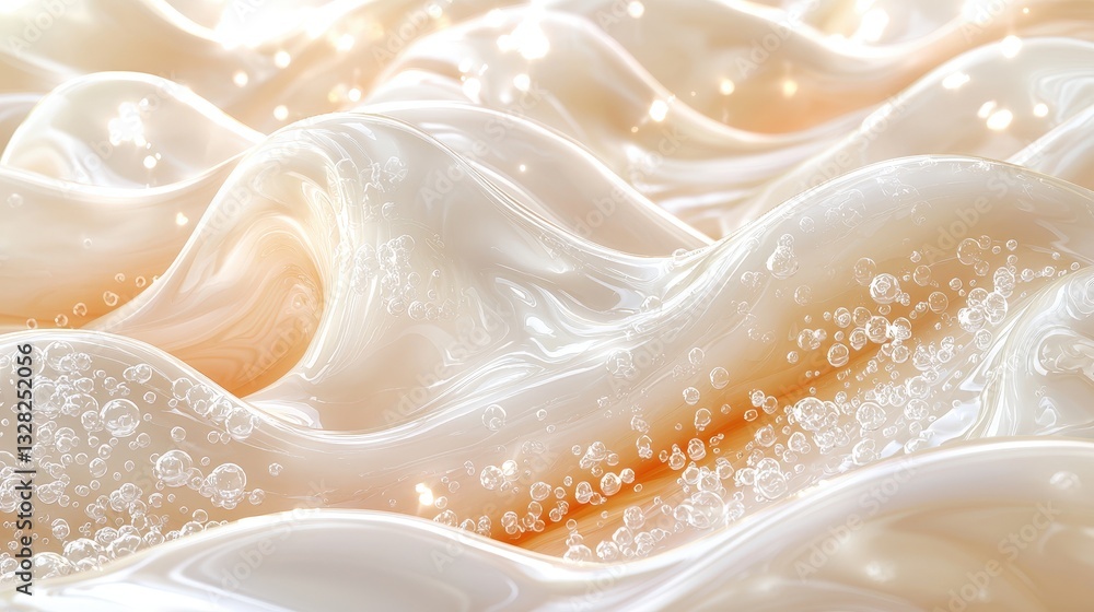 Abundant fresh milk poured generously into a clear glass surrounded by dairy products and cream Abundant fresh milk poured generously into a clear glass surrounded by dairy products and cream