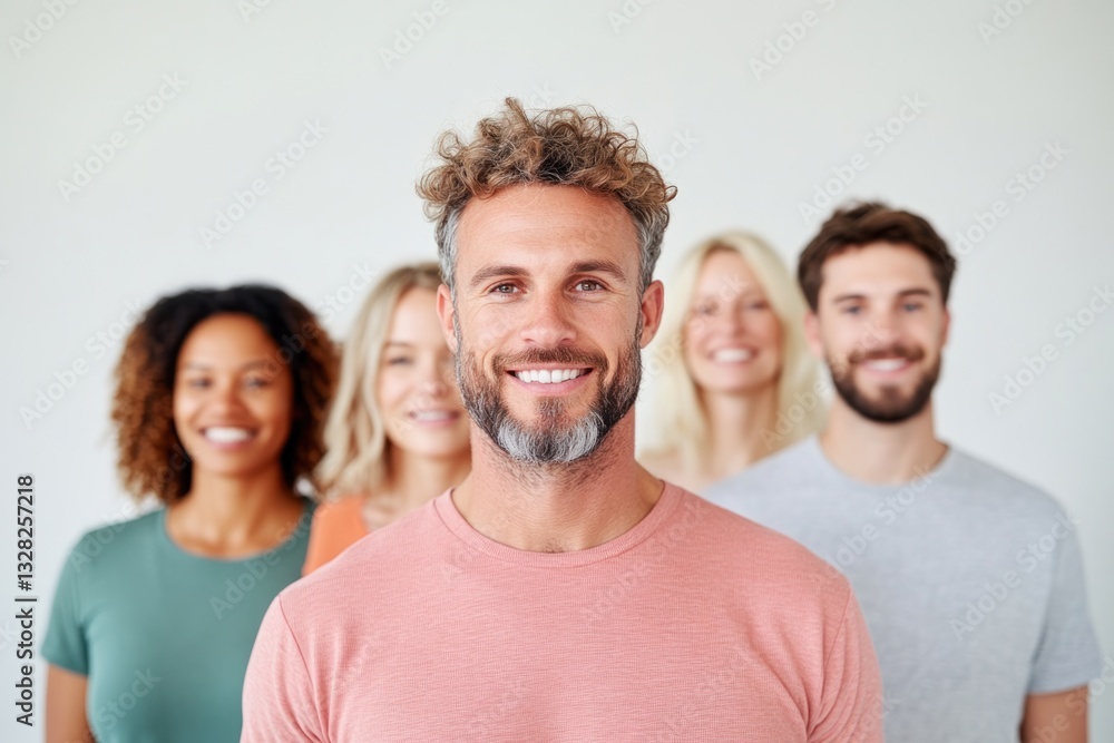 capture diverse group of people differing in age ethnicity and gender standing in smiling confidently in location that capture diverse group of people differing in age ethnicity and gender standing in smiling confidently in location that